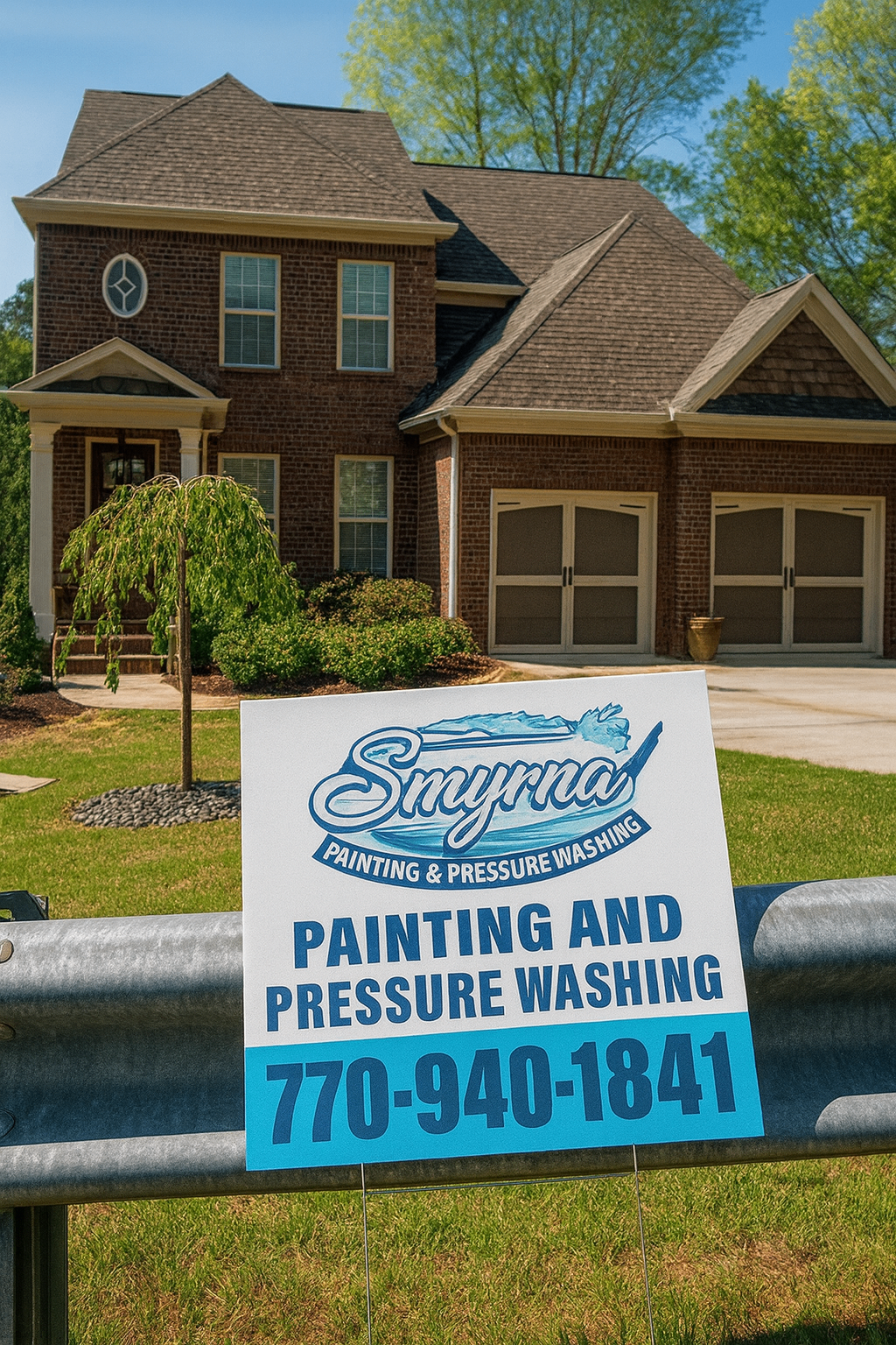 Smyrna Painting & Pressure Washing yard sign in front of a home